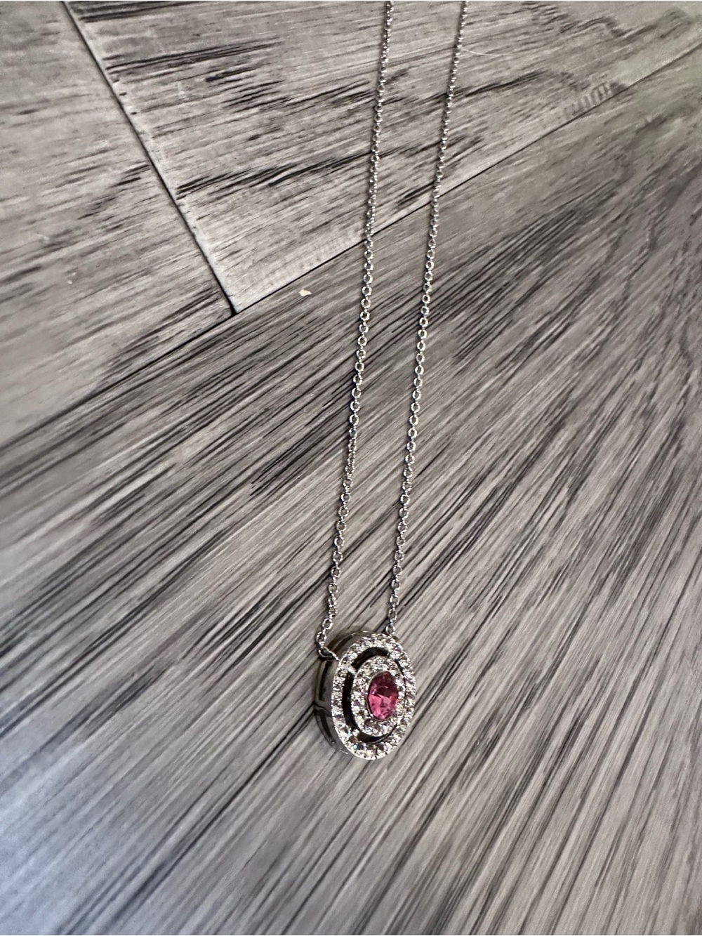 Sterling Silver Pink Halo Pendant Necklace